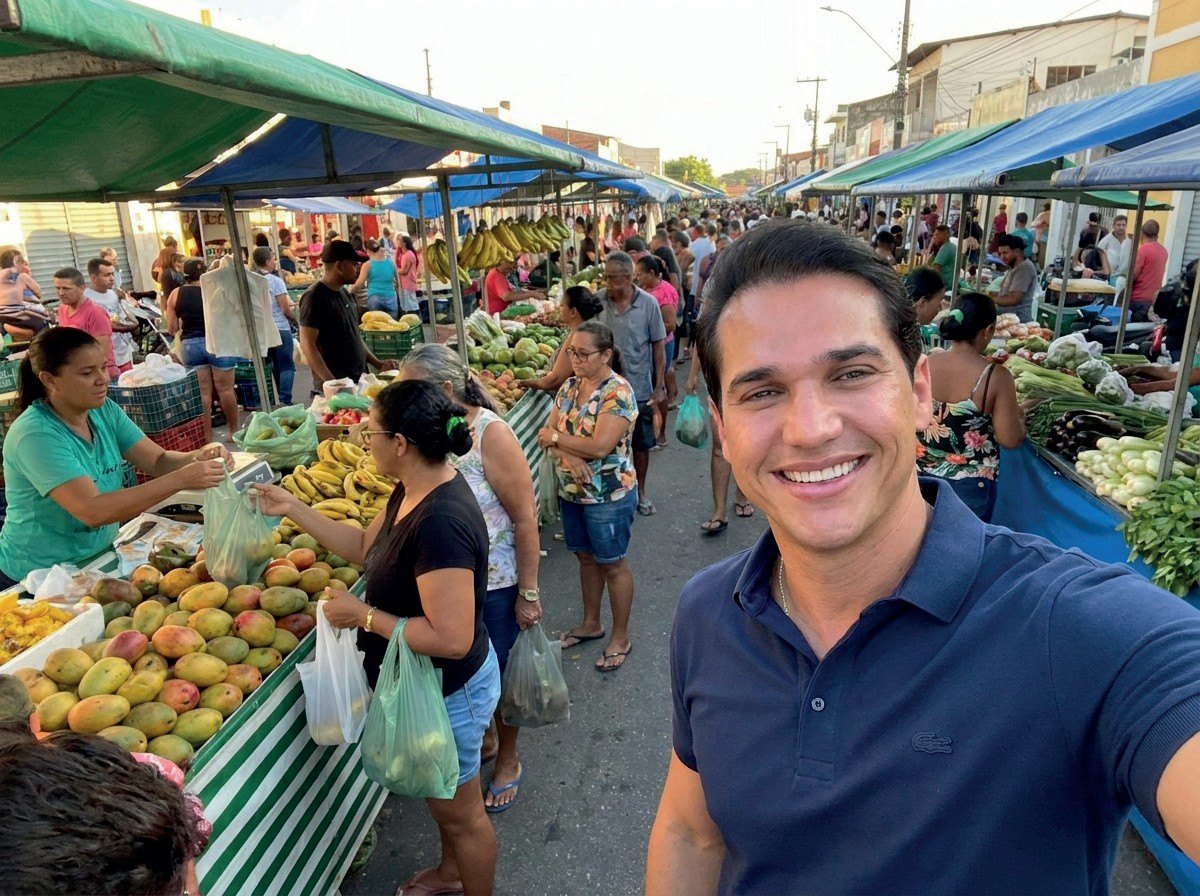 Kleber Rodrigues visitando feira livre no interior do RN