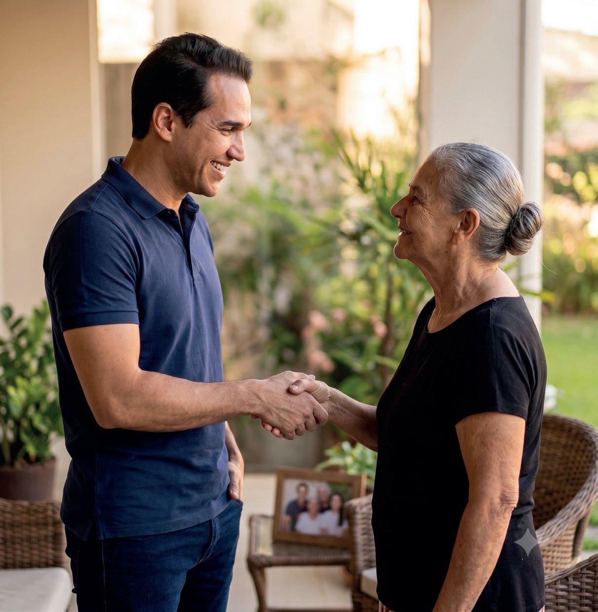 Kleber Rodrigues conversando com uma senhora potiguar
